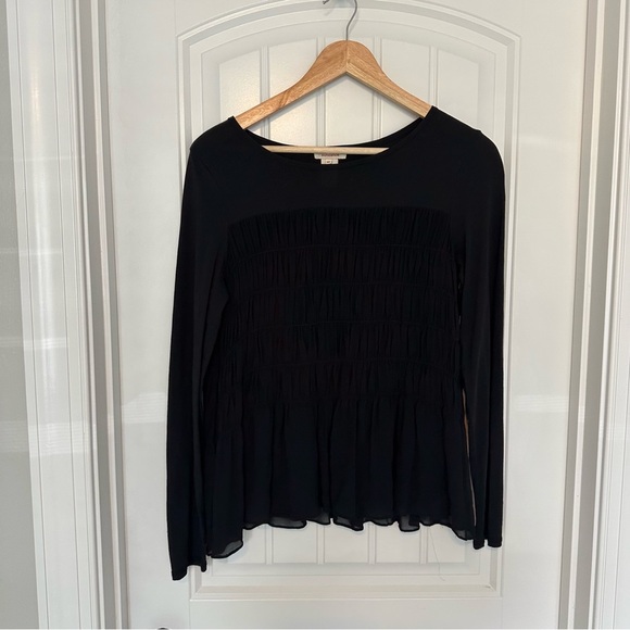 Sundance Long Sleeve Blouse Shirt Black Ruched Ruffle Elegant Goth Size Medium - Picture 3 of 6